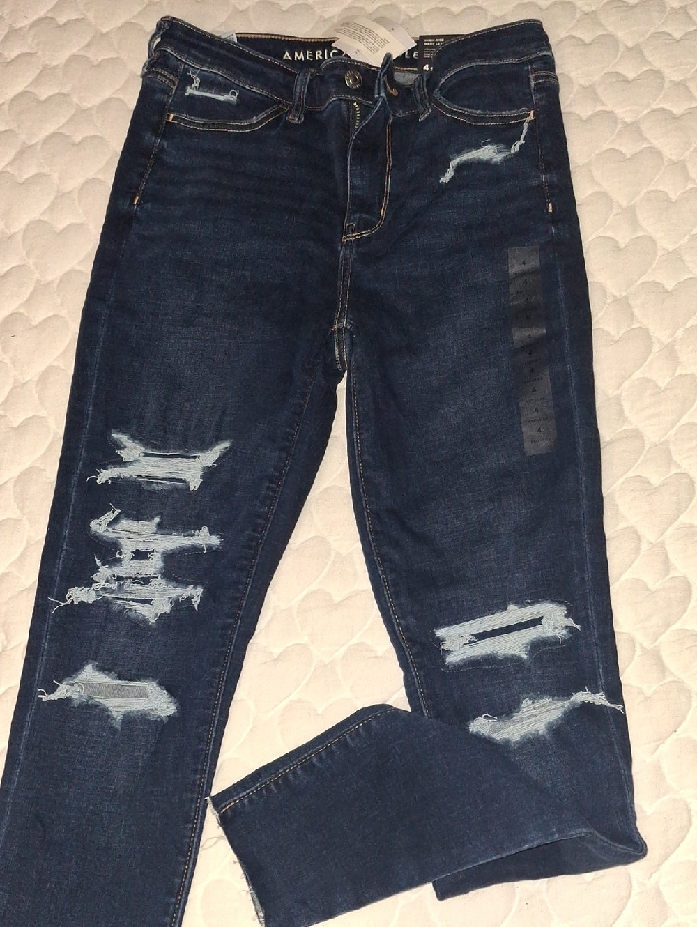 American Eagle Outfitters Dark Indigo Ripped Skinny Jeans